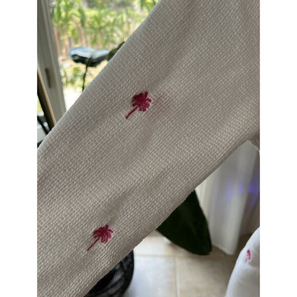 Lilly Pulitzer Bathrobe Womens Small White Pink Palm Trees Girl Cutesy - Picture 3 of 10